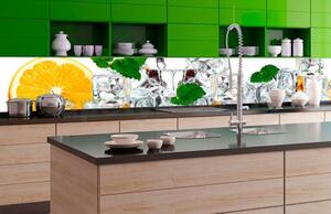 Samolepící tapety za kuchyňskou linku, rozměr 350 cm x 60 cm, citron a led, DIMEX KI-350-023