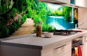 Samolepící tapety za kuchyňskou linku, rozměr 180 cm x 60 cm, vodopády v lese, DIMEX KI-180-034