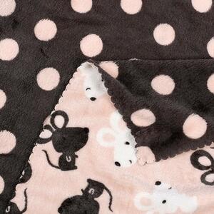 Goldea kvalitní dětská deka z mikrovlákna - myšky a puntíky na pudrovém 75 x 100 cm
