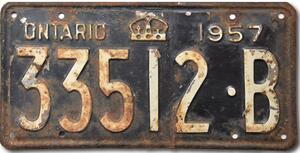 Kanadská SPZ Ontario 1957 Black 33512-B