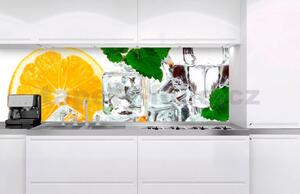 Samolepící tapety za kuchyňskou linku, rozměr 180 cm x 60 cm, citron a led, DIMEX KI-180-023
