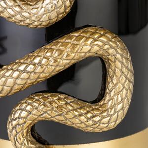 Černá kovová váza Bold Monkey Never Hurt A Snake 25,5 cm se zlatými detaily