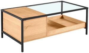 KONFERENČNÍ STOLEK, čiré, černá, barvy dubu, dřevo, kov, sklo, kompozitní dřevo, 110/60/40 cm Waldwelt - Konferenční stolky
