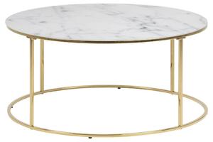 Designový konferenční stolek Ahman bílá / zlatá chromová