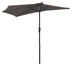 Outsunny Slunečník 270x138x236 cm se kličkou a půlkruhovým tvarem pro venkovní použití, terasa, patio, bazén Šedý | Aosom