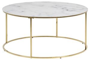 Designový konferenční stolek Ahman bílá / zlatá chromová