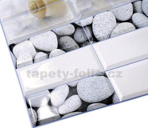 Obkladové panely 3D PVC TP10014010, cena za kus, rozměr 955 x 480 mm, mušle a kameny, GRACE