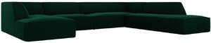 Zelená sametová rohová pohovka MICADONI Ruby II. 366 cm, pravá
