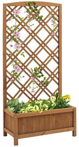 Outsunny Květináč s Trellis - Dřevěný květináč s Lezeckým Rámem pro Rostliny na Terase nebo Balkónu 60x30x122 cm Přírodní | Aosom