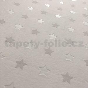 Vliesové tapety na zeď Freestyle 5408-01, rozměr 10,05 m x 0,53 cm, hvězdičky šedé na bílém podkladu, Erismann