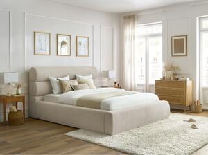 Béžová čalouněná dvoulůžková postel s úložným prostorem s roštem 180x200 cm Jagna – Bobochic Paris