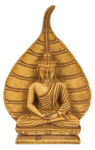 Meditující Buddha s listem stromu Bódhi, okrový, pryskyřice