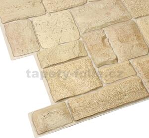 Obkladové panely 3D PVC TP10009506, cena za kus, rozměr 980 x 498 mm, ukládaný kámen béžový, GRACE
