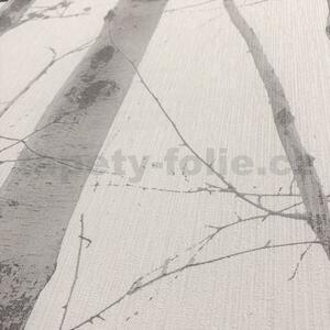 Vliesové tapety na zeď Natural Living 6305-10, rozměr 10,05 m x 0,53 cm, kmeny stromů šedé s třpytkami, Erismann