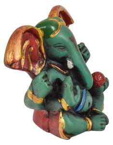 Ganesh baby sedící, tyrkysový, ručně malovaný, pryskyřice, 10x5x8cm