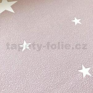 Vliesové tapety na zeď IL DECORO 32440-2, rozměr 10,05 m x 0,53 m, hvězdičky stříbrné na tmavě růžovém podkladu, A.S.Création