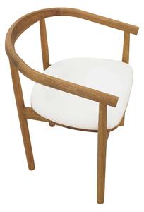 Dřevěná židle s područkami Calm bílá koženka