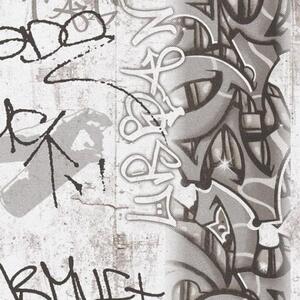 Papírové tapety na zeď Boys & Girls 36986-3, graffiti černobílé, rozměr 10,05 m x 0,53 m, A.S.Création