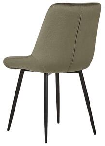 Umělý samet Jídelní židle Sada 2 ks Olivově zelená MELROSE