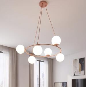 Lustr na lanku AZURA 6xE14/10W/230V růžová/bílá