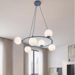 Lustr na lanku AZURA 6xE14/10W/230V modrá/bílá