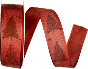 Stuha vánoční bavlněná RED TREES 25mm x 2m (12,-Kč/m)