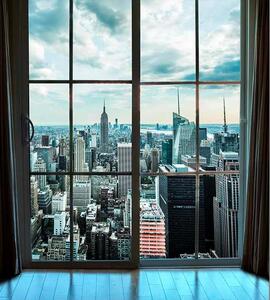 Vliesové fototapety, rozměr 225 cm x 250 cm, výhled z okna na Manhattan, DIMEX MS-3-0009