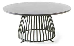 Ethimo Konferenční stolek Venexia, Ethimo, kulatý 90x43 cm, rám lakovaný hliník barva Mineral Grey, deska lávový kámen Ardesia