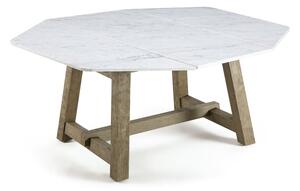 Ethimo Jídelní stůl Rafael, Ethimo, osmihranný 160x160 cm, rám broušené teakové dřevo, deska mramor dekor Carrara