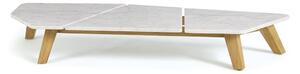 Ethimo Konferenční stolek Rafael, Ethimo, obdélníkový 170x70x23 cm, rám broušené teakové dřevo, deska mramor dekor Carrara