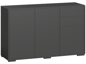 HOMCOM komoda, 2 vysouvací zásuvky a 3 dveře, nastavitelné police, dřevotříska E1, 117 x 36 x 74 cm, černá | Aosom
