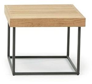 Ethimo Odkládací stolek Allaperto Mountain, Ethimo, čtvercový 50x50x40 cm, rám lakovaná ocel barva Coffee Brown, deska teakové dřevo