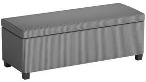 HOMCOM manšestrová lavice s úložným prostorem 84 l s víkem, šedá — 112 × 42 × 40 cm | Aosom