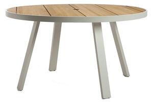 Ethimo Jídelní stůl Swing, Ethimo, kulatý 140x74 cm, rám lakovaný hliník barva Sepia Black, deska teakové dřevo