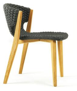 Ethimo Jídelní židle Knit, Ethimo, 54x60x77,5 cm, rám teakové dřevo, výplet lanko Lava Grey