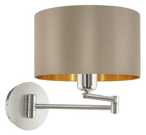 Eglo 95055 Maserlo cream - Nástěnná lampa na otočném rameni + Dárek LED žárovka, 1 x E27 (Natáčení nástěnná lampa s textilním stínidlem a s vypíančem)