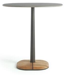 Ethimo Jídelní stůl Enjoy, Ethimo, čtvercový 70x70x75 cm, rám lakovaná ocel barva Warmwhite, deska keramika dekor Stone Grey