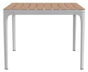 Ethimo Jídelní stůl Play, Ethimo, čtvercový 99x99x75 cm, rám lakovaný hliník barva Warmgrey, deska teakové dřevo