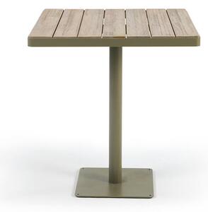 Ethimo Jídelní stůl Laren, Ethimo, čtvercový 70x70x76 cm, rám lakovaná ocel barva Coffee Brown, deska teakové dřevo