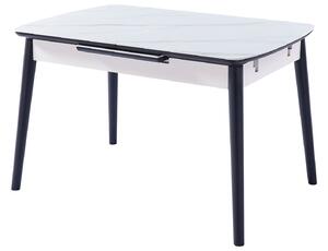 Stůl Apollo 120(160)x80 mramorový efekt, bílý / černý matný