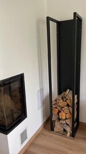 Kovový stojan na dřevo ke krbu 160 x 35 x 35 cm