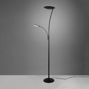 LED stojací lampa Granby s lampou na čtení, černá
