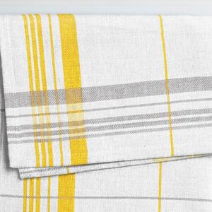 Goldea kuchyňská bavlněná utěrka pestře tkaná - vzor 060 žluto-šedé proužky na bílém 50 x 70 cm