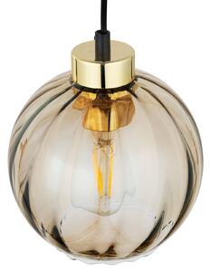 Závěsné svítidlo Devi, sklo, jantarová barva, jedno světlo, Ø 18 cm