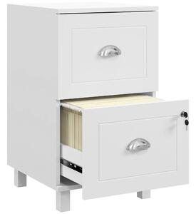 HOMCOM Kancelářská Skříňka na Stahování s 2 Zásuvkami a Zámky pro Závěsné Dokumenty A4 a Letter 40x41,5x67,5 cm Bílá | Aosom