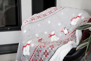 HOME ELEMENTS Mirkoflanelová deka s beránkem Zimní zvířátka, 150 x 200 cm