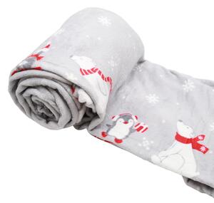 HOME ELEMENTS Mikroflanelová deka Zimní zvířátka 150 x 200 cm, šedá