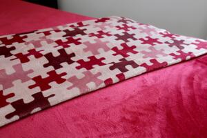 HOME ELEMENTS Mikroflanelová deka 150 x 200 cm Puzzle, červená a béžová