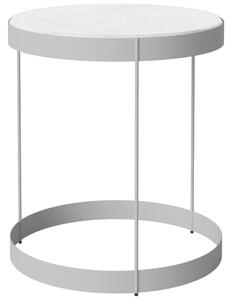 Bolia Šedobílý mramorový konferenční stolek Drum 40 cm se šedou podnoží