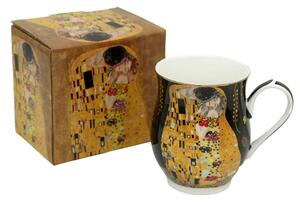 HOME ELEMENTS Porcelánový hrnek 350 ml, Klimt Polibek černý